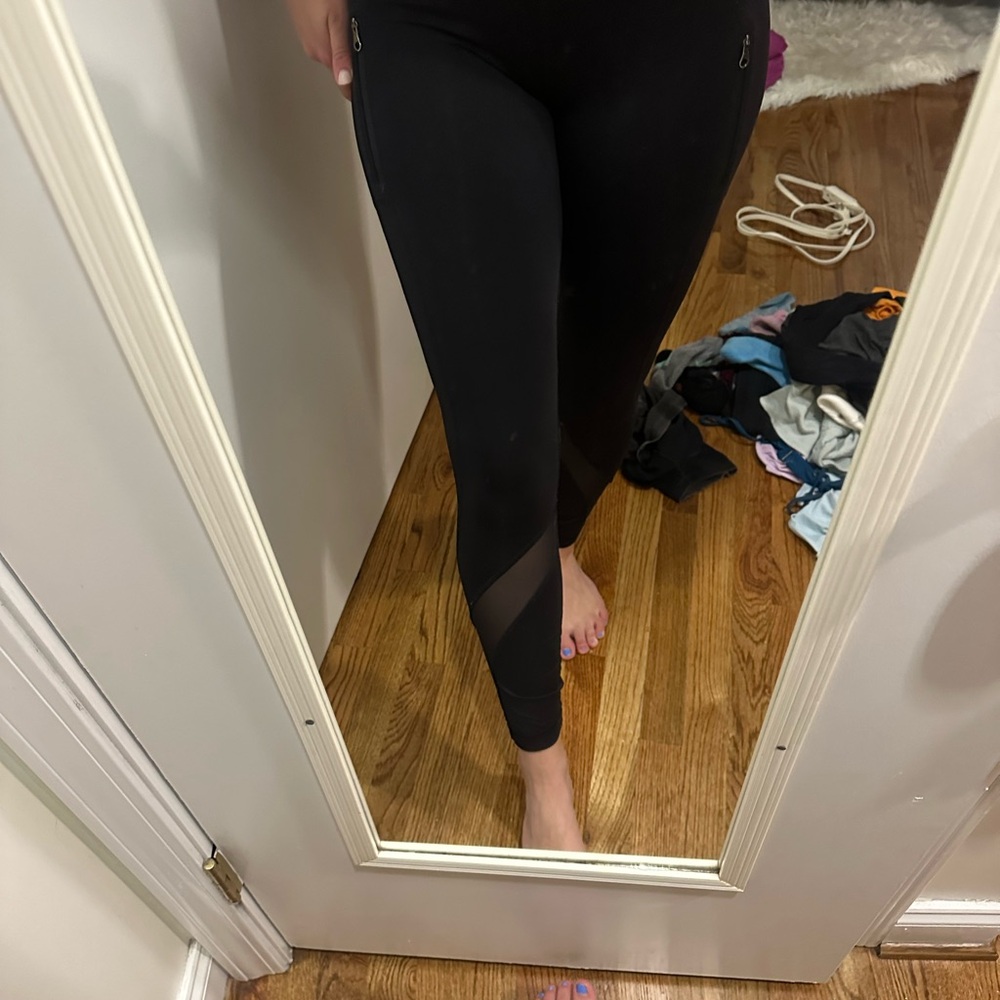 Black Lululemon Leggings with Mesh Detail